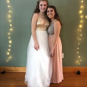 Gold and White Prom Dress